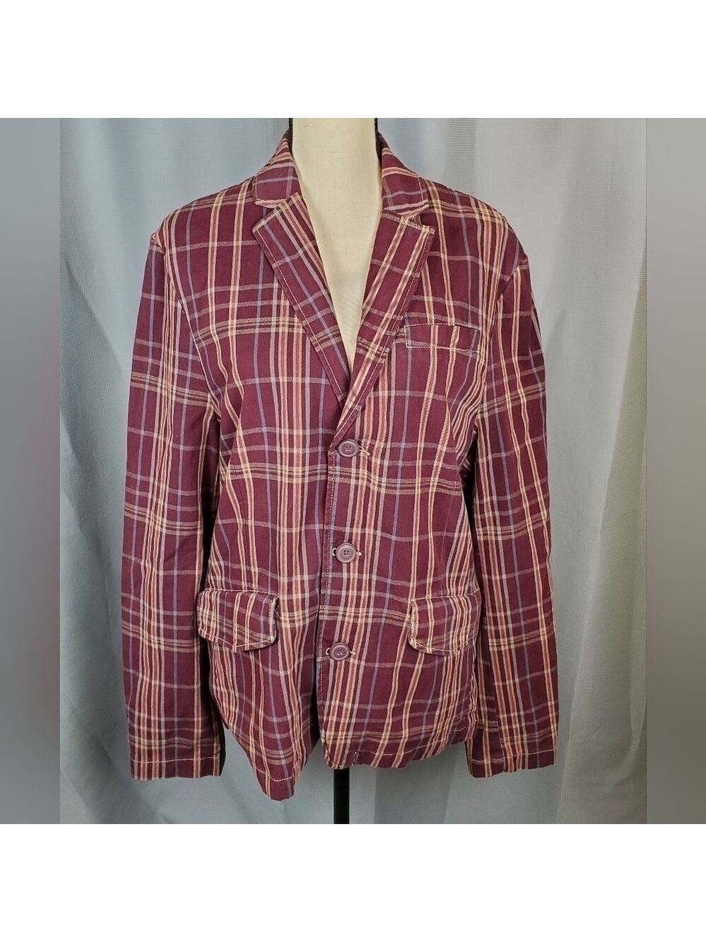 NWY Buffalo David Bitton jacket, maroon w/multicolored plaid, size M - Picture 2 of 7